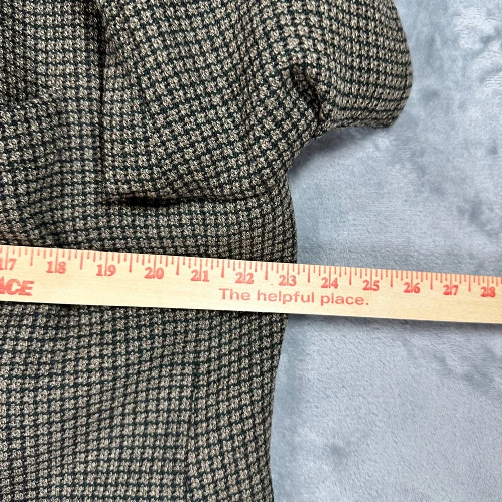 Hugo Boss Poseidon Blazer Mens 46R Brown Green Wool Micro Check Sport Coat